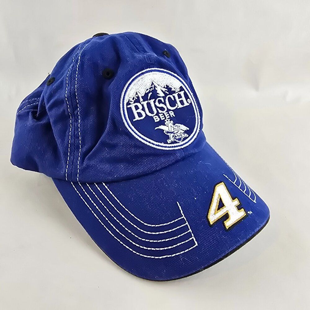 Busch Beer Kevin Harvick #4 Hat Blue NASCAR Adjustable Racing Cap Stewart Haas